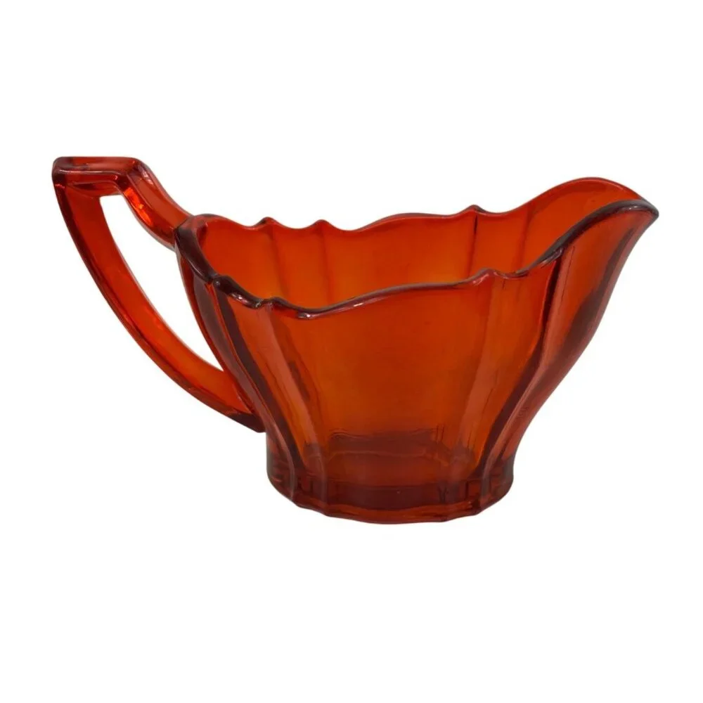 Vintage Tiffin Glass Tangerine Orange Creamer - Picture 5 of 10